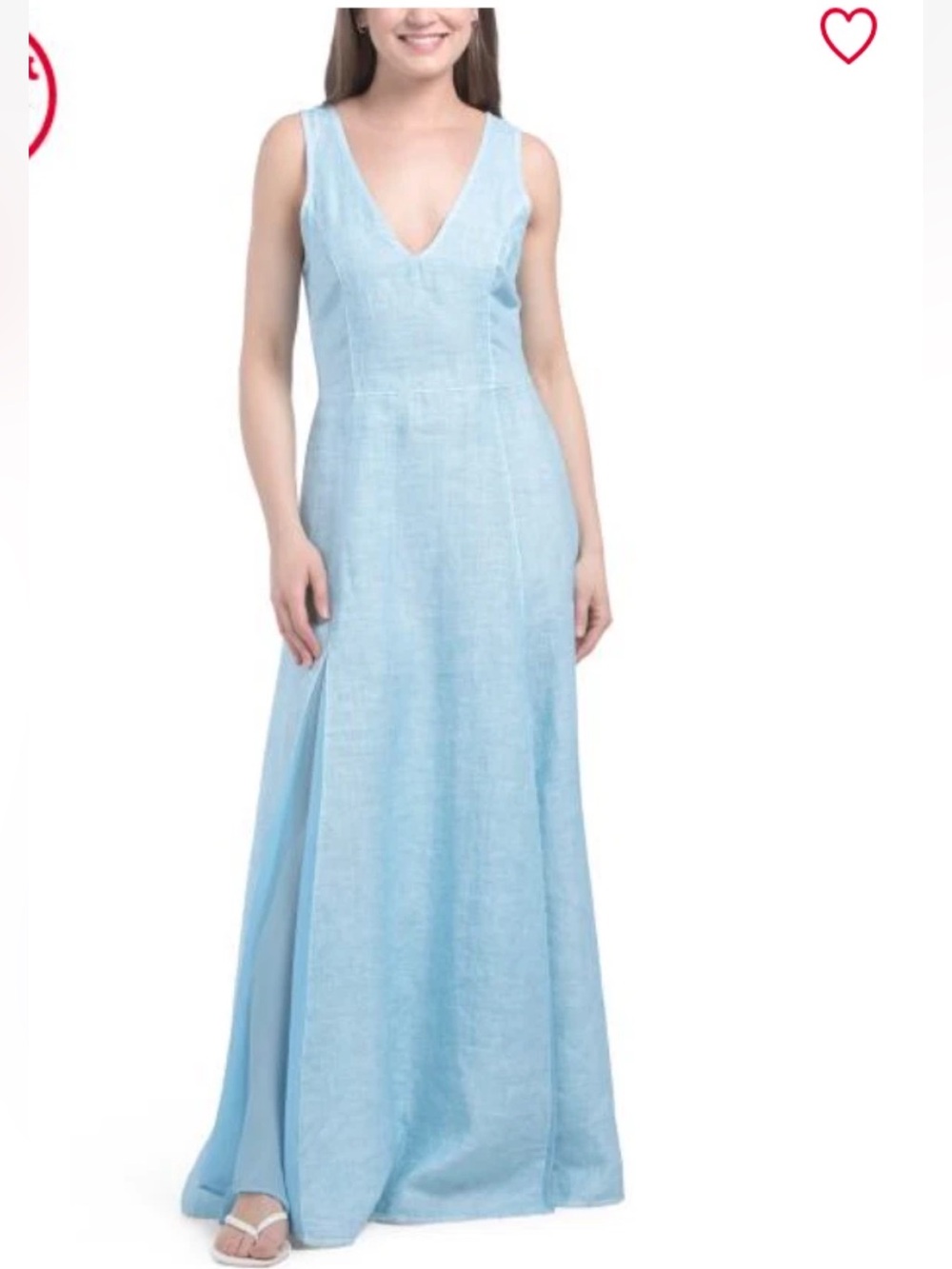 Sleeveless Light Blue V-Neck Maxi Dress